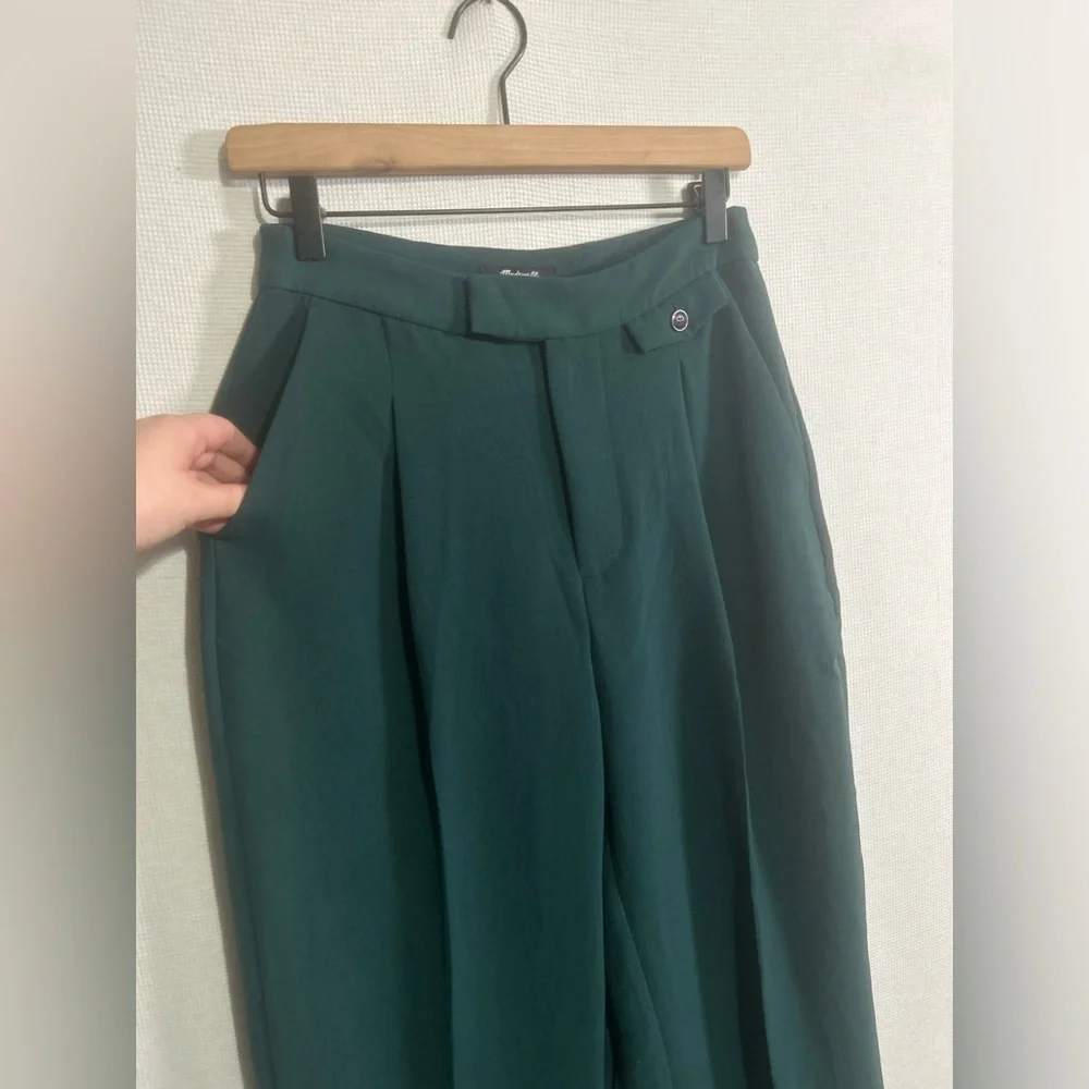 MADEWELL HIGH RISE ROSEDALE STRAIGHT TROUSER PANTS IN CREPE SPRUCE GREEN - Picture 5 of 11